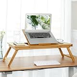 SONGMICS Bamboo Laptop Desk Foldable Bed Table 5 Angles 72x21-29x35 cm