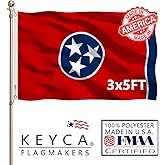 KEYCA Premium Tennessee State Flag 3x5 FT 100% Made in The USA-Heavy Duty Vibrant colors Double Sided Tennessee TN State Flag with 2 Brass Grommets for Home/Company/Indoor Outdoor Decoration