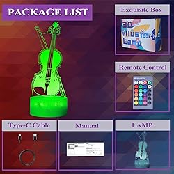 POSSHE Violin Night Light, Violin Gifts, Cello 3D