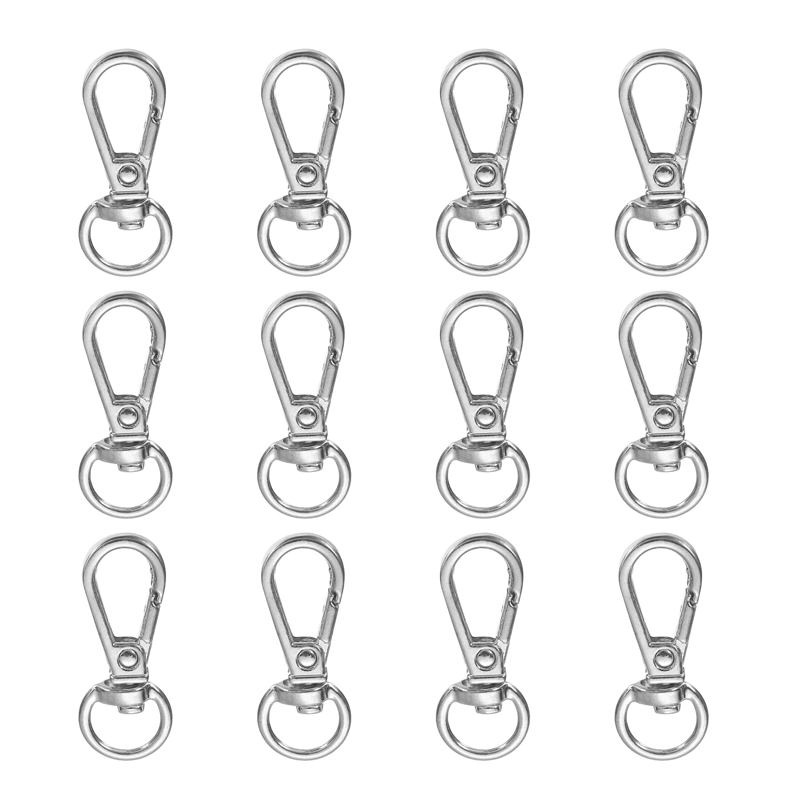 uxcell 1.2" Swivel Lobster Claw Clasps Keychain, 12 Pcs Swivel Lanyards Trigger Snap Hooks Strap Key Ring for DIY Craft Accessories, Silver