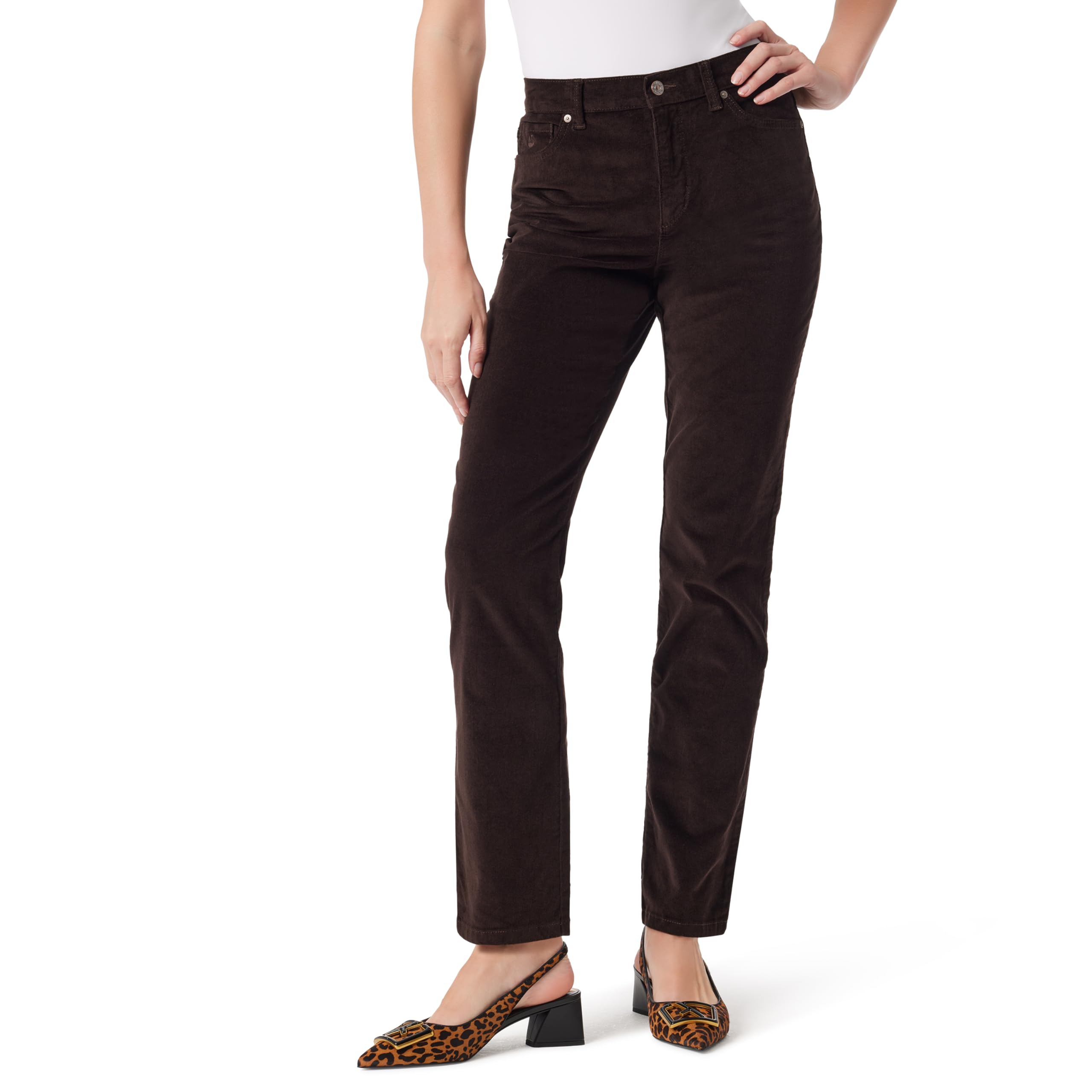 Gloria Vanderbilt Womens Amanda Corduroy Slim High Rise Pant Standard