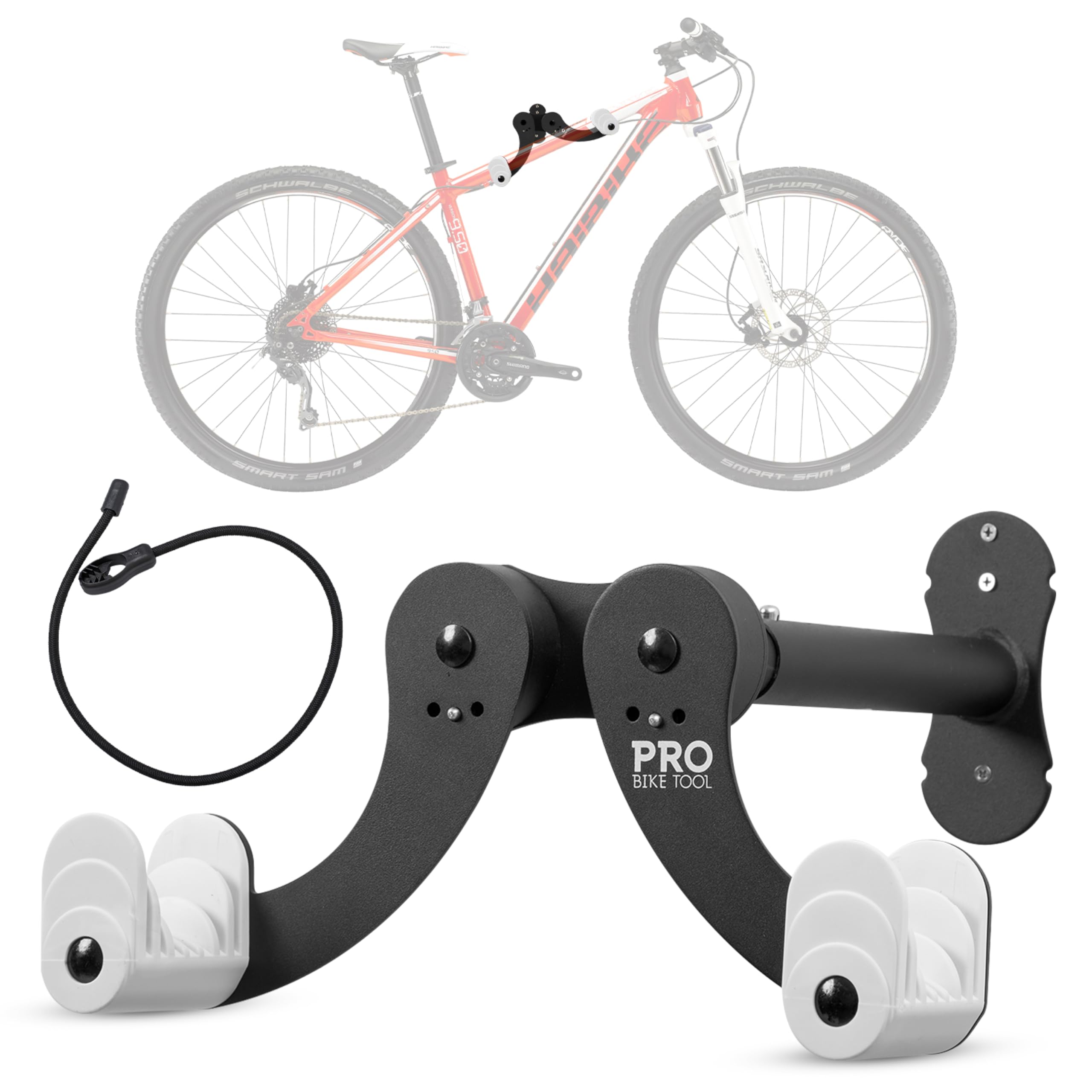 Photo 1 of PRO BIKE TOOL Bike Wall Mount - Horizontal Indoor Bike Rack for 1 Bicycle - Bike Rack for Garage - Safe and Secure Bike Hook for Road, Mountain or Hybrid Bikes - Bike Hanger, Bicycle Storage - White