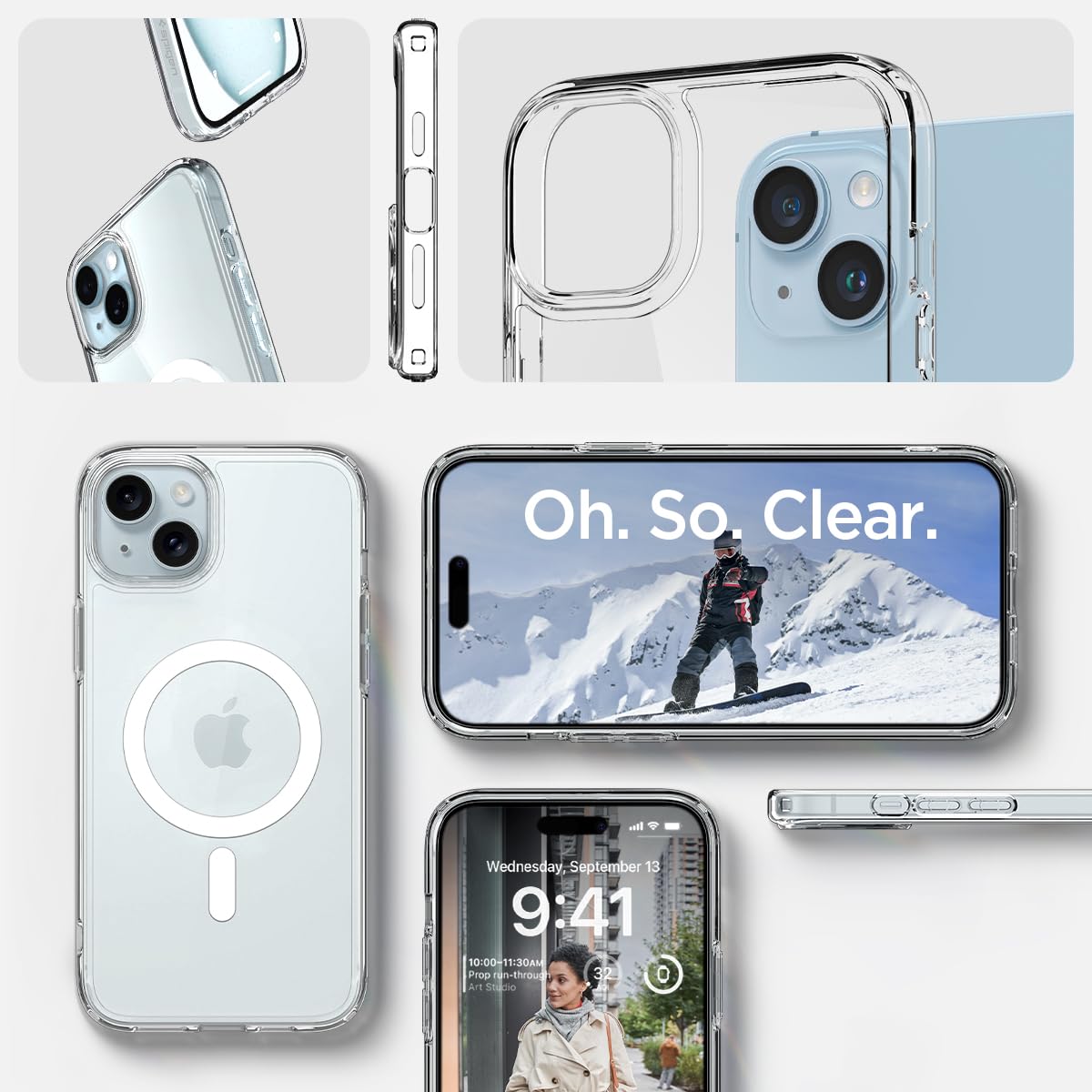 Spigen for iPhone 15 Case, Ultra Hybrid MagFit [Anti-Yellowing] [Compatible with Magsafe] - Clear