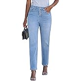 luvamia Straight Leg Jeans for Women High Waisted Trendy Button Fly Trouser Jeans Stretchy Denim Pants with Pockets