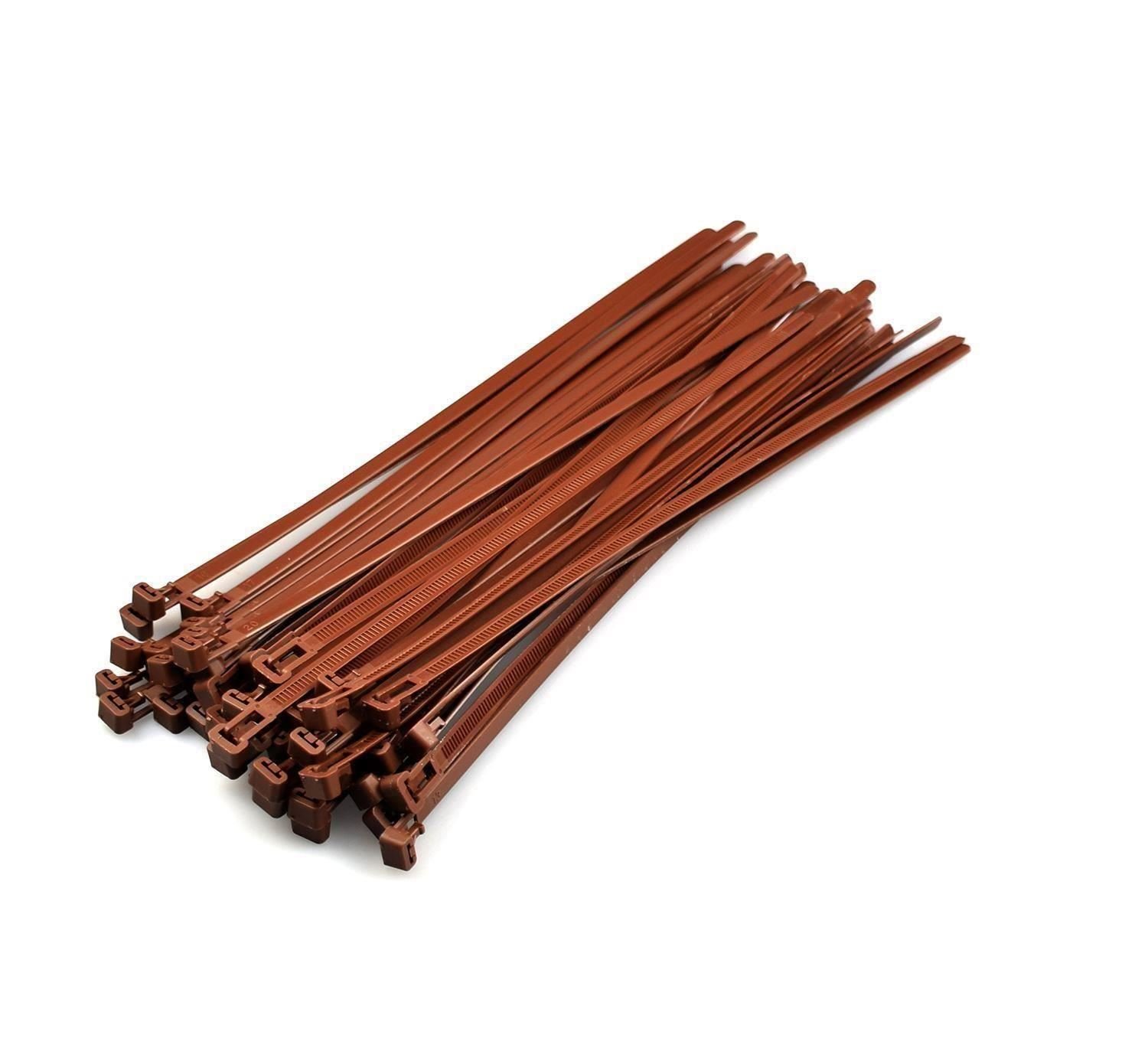 Brown Releasable Cable Ties 7.2mmx300mm, 50 Pieces