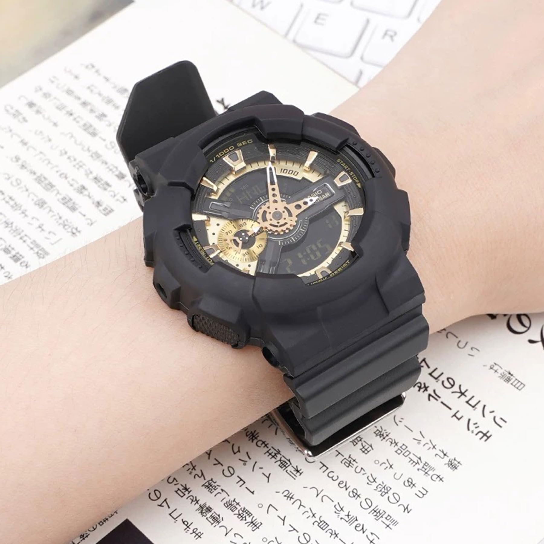 Natural Resin Strap Compatible with Casio GD120/GA-100/GA-110/GA-100C Men's 16mm Watch Band Replacement