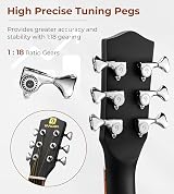 Vangoa 41 Inch Electric Acoustic Guitar 4 Band EQ Cutaway 4/4 Black view 4