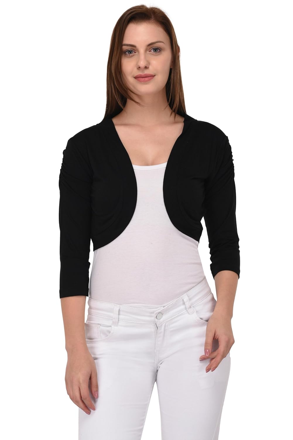 espresso women's 3/4th sleeve stylish shrug open cardigan - pack of 2