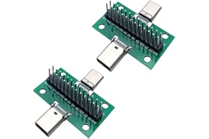 Teansic 2 Pcs USB 3.1 Type-C Male to Female Test Board with PCB Board 24 Pins 2.54 mm Double-Sided Socket with pin Header Connector for Date Line Wire Cable Transfer