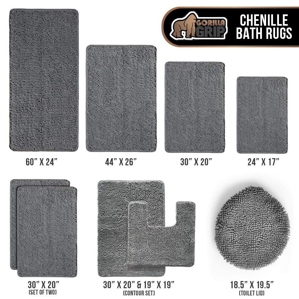 Gorilla Grip Original Luxury Chenille Bathroom Rug Mat 2 Pack (30 X 20