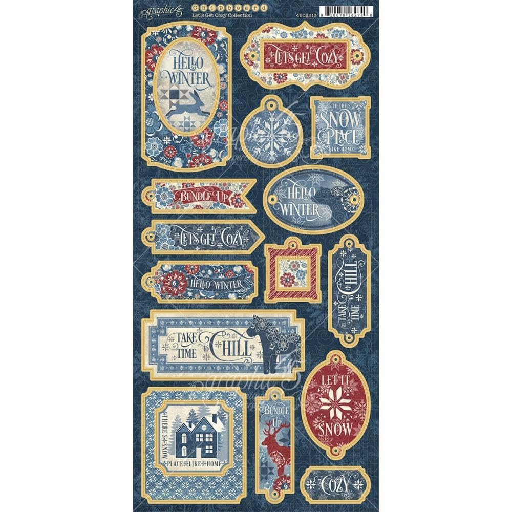 Graphic 45 Let's Get Cozy Chipboard Die-Cuts 6"X12" Sheet-