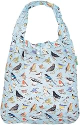 ECO CHIC Lightweight Foldable Reusable Tote Bag Wild Birds Blue