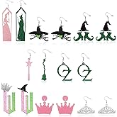 8 Pairs Musical Witch Earrings,Multicolor Fashion Witch Earrings for Women,Acrylic Jewelry Decorations Sparkly Glitter Earring,for Women Halloween Cosplay Party Decorations and Gifts