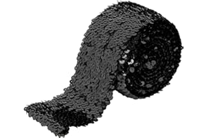 EZ TRIMS Elastic Sequin Trim, 3 Inch 8 Row Wide Flat Glitter Bling Fabric Paillette Sequin Ribbon, Metallic Stretch Sequin Strip Sewing DIY Embellishment, 5.5 Yards, Black