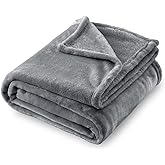SOCHOW Flannel Fleece Blanket Luxury Twin XL Size, All Season Lightweight Super Soft Cozy Blanket for Bed or Couch, Grey 66inch X90''