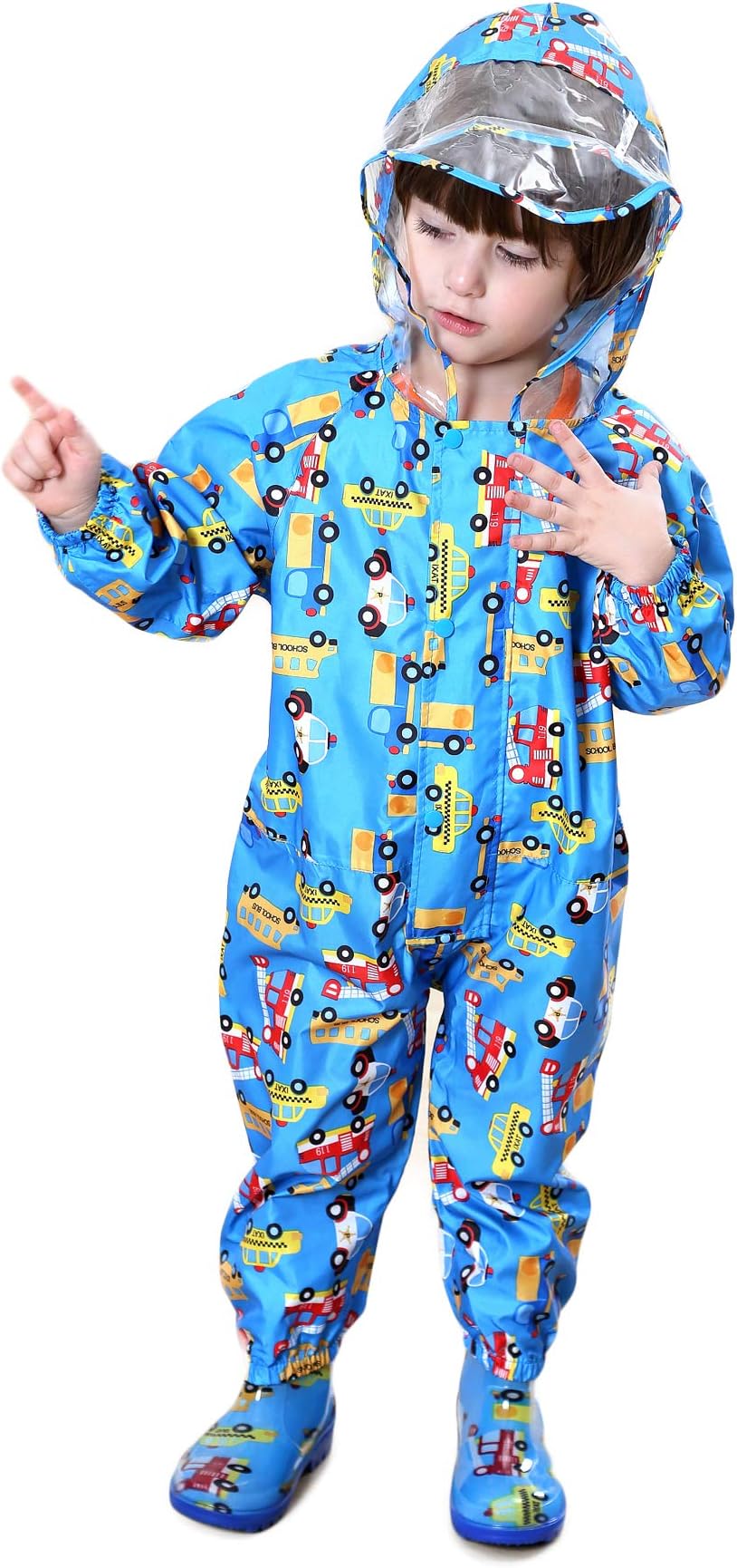 Kids Puddle Suits Boys Girls Rainwear Lightweight Raincoat All in One Waterproof Rainsuit 1-7 Years