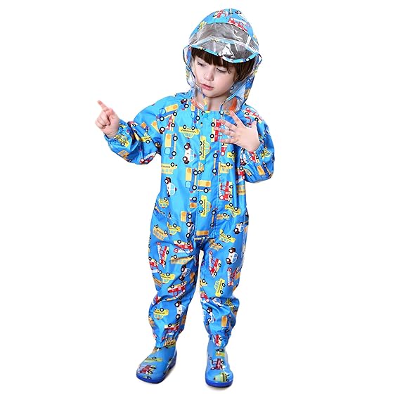 Bwiv Regenmantel Kinder Wasserdicht Atmungsaktiv Regenanzug Einteilig Jungen Madchen Regenjacke Mit Reflektor Leicht Overall Ohne Geruch 3 10 Jahre Baby Baby