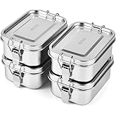 VIKCOLEE 4 PCS Stainless Steel Bento Box 550ml, Metal Lunch Box Food Containers, Steel Lunch Container for Home, Work, Camping