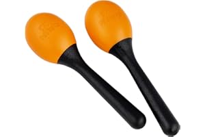 Nino Percussion Kids' Maraca Made in China-Orange, Plastic, for Classroom Music or Playing at Home, 2-Year Warranty, Single Pair (NINO569OR)