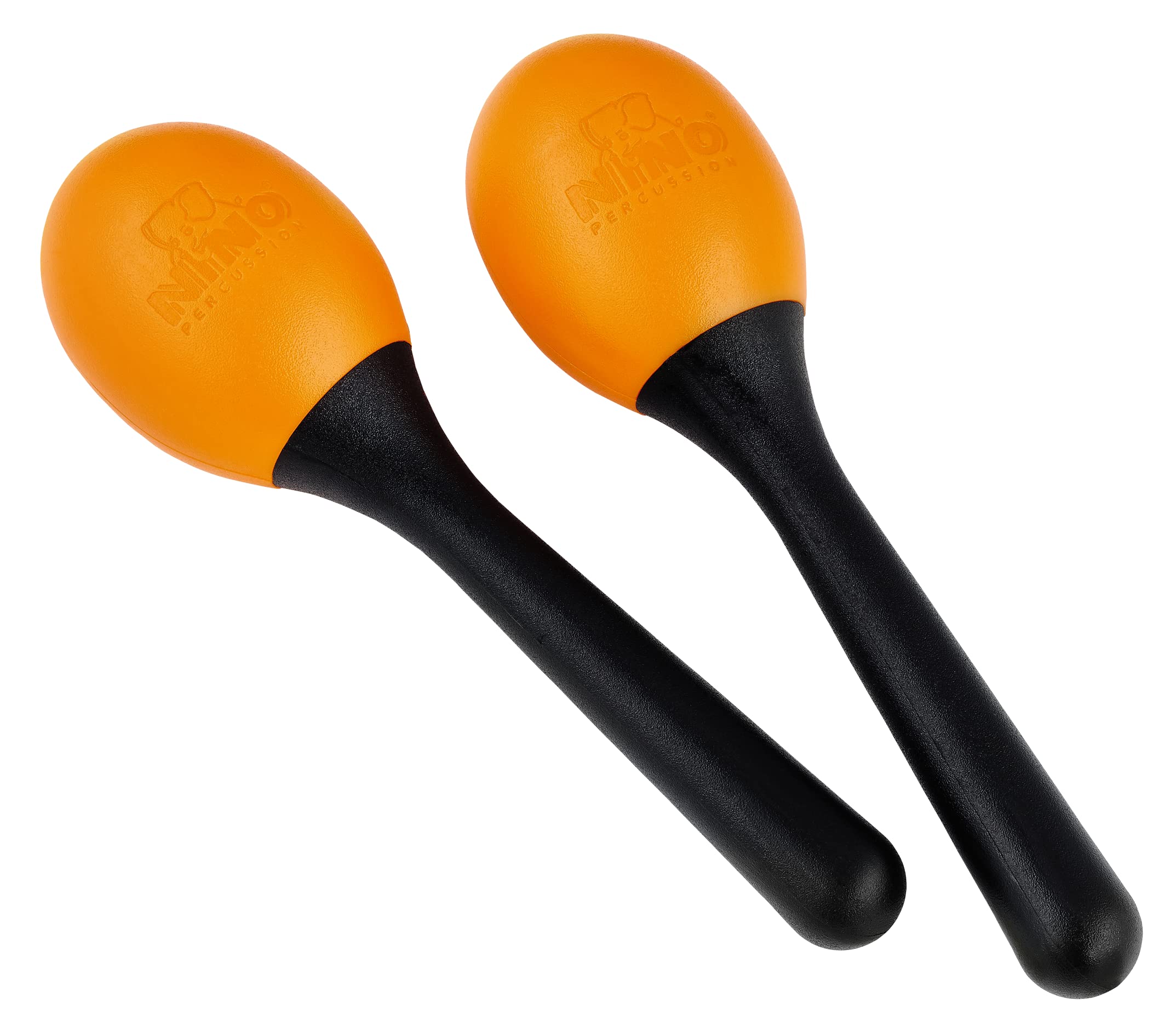 Nino Percussion Small Egg Maracas - 1 Pair Small Shaker for Children from 3 Years - Musical Instrument - Plastic, Black and Orange (NINO569OR)