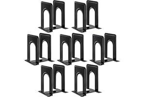 HappyHapi Book Ends, Non-Skid Metal Bookend Supports for Shelves, Heavy Duty Book End, Office Book Stopper, 6 x 5 x 6 Inches, 14 Pieces / 7 Pairs (Black)
