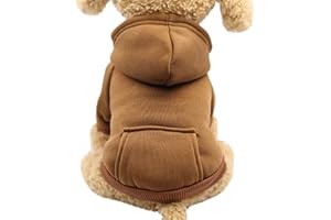 TYONMUJO Dog Hoodie with Pocket Pet Warm Sweater for Small Dogs Puppy Coat Brown XS