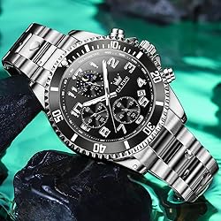 OLEVS Mens Black Watches Chronograph Luxury Dress