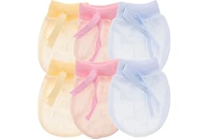 GLEAVI Mittens Baby Gloves 3 Pairs Baby Mesh Gloves Cotton No Scratch Breathable Adjustable Drawstring Gloves Unisex Newborn for Boys Girls Baby 6-12 Months Newborn Anti Scratch Mittens
