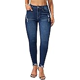 roswear Skinny Jeans for Women Mid Rise Ripped Stretchy Denim Pants Trendy Slim Fit Distressed Jeans