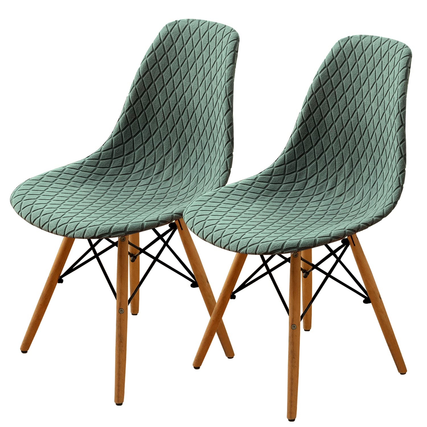 SHENGYIJING Dining Chairs Covers Set of 2/4/6,Style Shell Dining Chair Mid Century Modern Chair Sipcover,Upholstered Dining Accent Side Chair Covers (Matcha Green,2 Pieces)