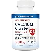 Calcium Citrate 1000mg with Vitamin D3, Bone &amp; Teeth Support, Dr-Formulated | High-Absorption Cal Complex, Third-Party Tested, 3 Month Supply, Vitamin D Calcium Supplements for Women &amp; Men, 365 Capsules