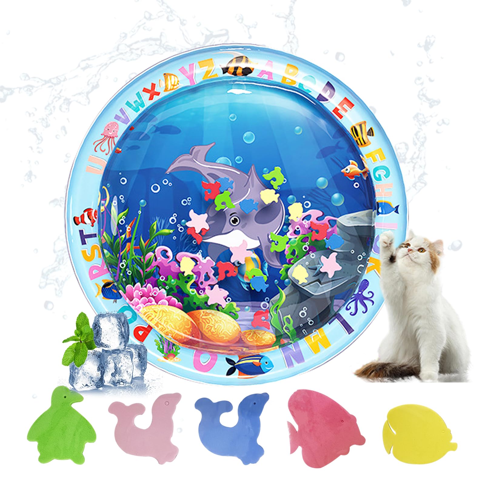 BSITSSS Water Sensory Mat Cat for Pets, Water Sensor Play Mat for Cats Dogs, Thickened Interactive Water Bed for Dog