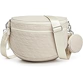 G4Free Quilted Bum Bag Crossbody Bags for Women, Spacious Nylon Cross Body Bag with Removable Pouch