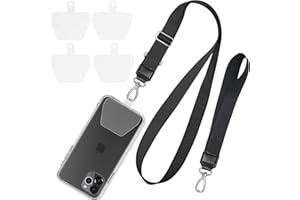 SHANSHUI Phone Lanyard, Adjustable Crossbody Around Neck Lanyard and Wrist Strap Tether Phone Charms with 4 Sticky Pads Compatible for iPhone,Samsung Galaxy and All Smartphones-Black
