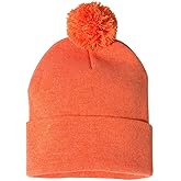 Sportsman Pom-Pom 12" Knit Beanie One Size Heather Orange