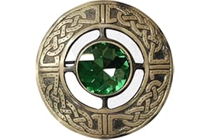 AAR Men's Kilt Brooch Pin Stones Scottish Fly Plaid Celtic Antique Plated Norse Vintage Jewelry