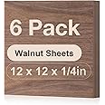 Rowood 6 Pack Walnut Plywood 1/4,12x12x1/4inch,Thin 6mm Unfinished Plywood for Laser Cutting & Engraving,DIY Adult Craft Project Kits for Ornaments, Models Drawing,Wood Burning