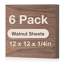 Rowood 6 Pack Walnut Plywood 1/4,12x12x1/4inch,Thin