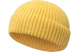 JYxingchi Wool Fisherman Beanies for Men Women Short Cuff Knit Beanie Winter Warm Hats Trawler Hat Stylish Watch Cap