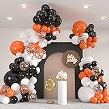 136pcs Black Orange White Balloon Garland Kit