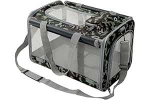 Patazone Small Dog Carrier Bag Cat, Soft-Sided Puppy Handbag Military Style for Medium Big Adult Kitty Pups up 18lb, Washable Breathable Puppy Purse Totes Outdoor Travel (Green Camouflage)