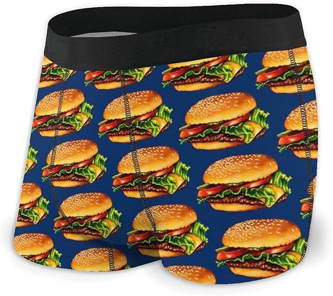 JIUPVI Cheeseburger Hamburger Stretch Mens Boxer Briefs Underwear