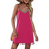 AI'MAGE Swimsuit Coverup for Women Sleeveless Tassels Bathing Suit Cover Ups Spaghetti Straps V Neck Swim Beach Dresses S-3XL