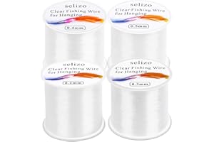 Fishing Wire for Hanging, Selizo 4Pcs Clear Fish Line Fishing String Invisible Monofilament Nylon Thread for Hanging Decorations, Balloon Garland, Jewelry Making, Beading and Crafts