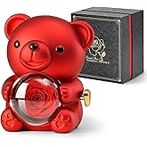 Cute Teddy Bear with Preserved Rose - A Real Rose Flower in Bear with Elegant Gift Box - Romantic Gift for Her in Mother's Day, Weddings, Anniversaries, and Bridal Showers (Red)