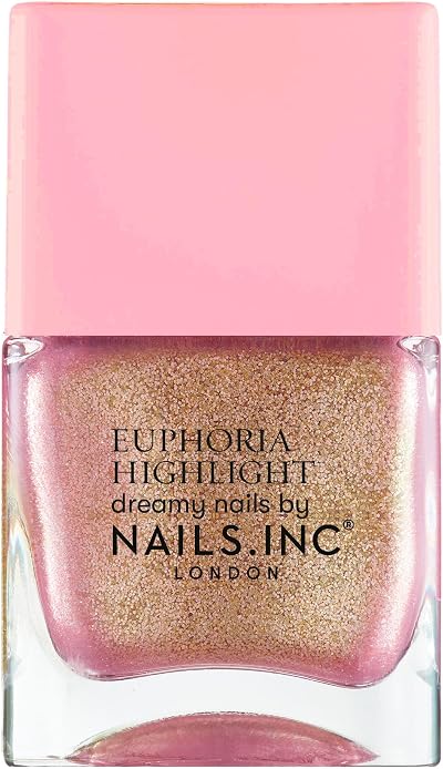 Nails.INC Euphoria Dream Dust Pink Shimmer Nail Polish 2 coats + base coat