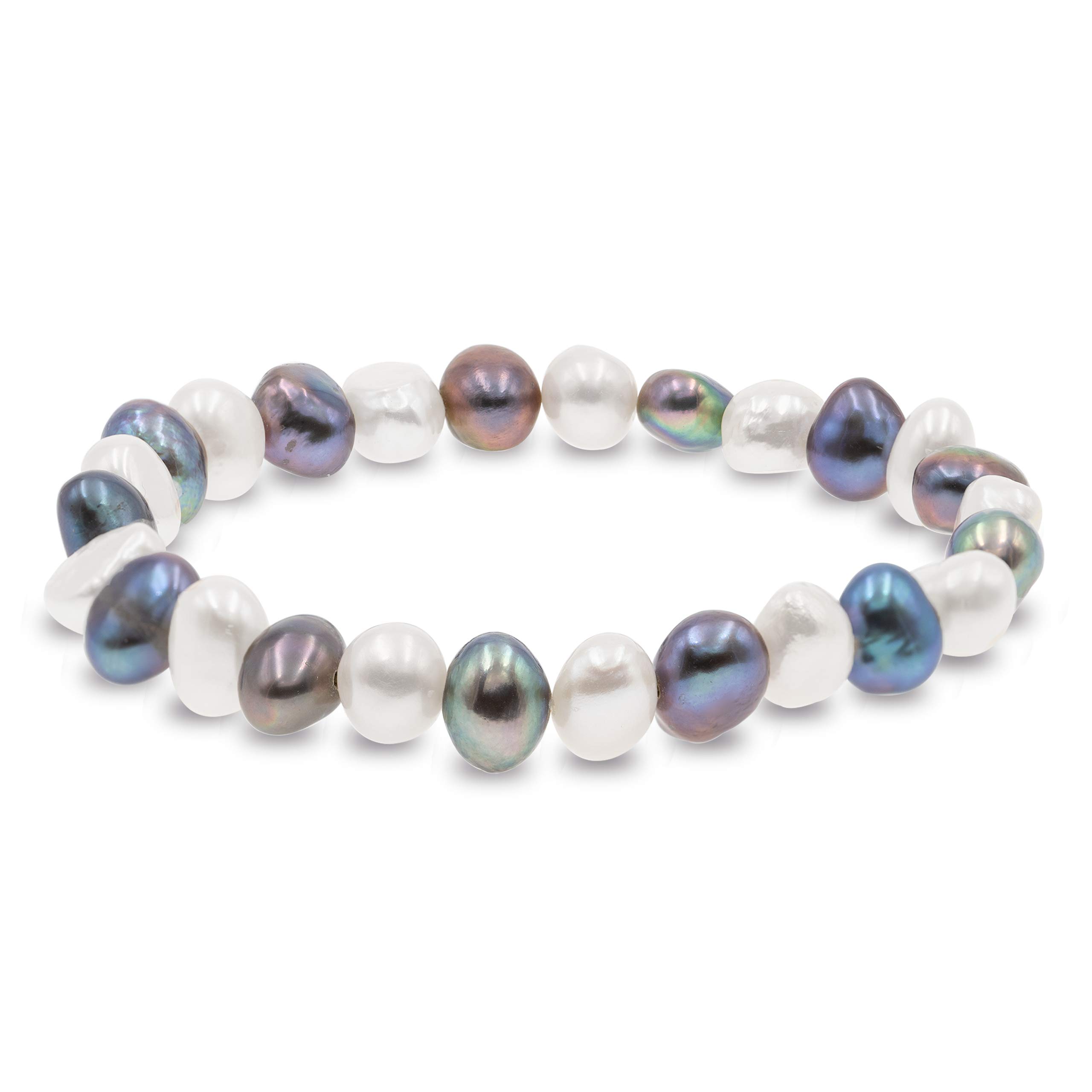 Secret & You Pearl Bracelet Baroque Freshwater Cultured Pearls in White or Colorful Pearls are 8-9 mm - 18 cm Elastic Band