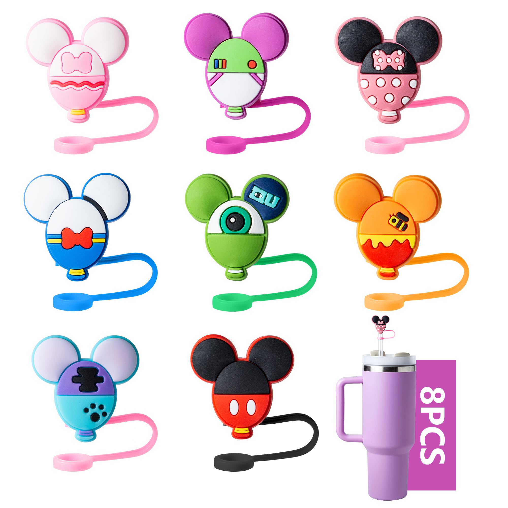 Photo 1 of 8-Piece Cute Mice Covers for Stanley Cup, 0.4in/10mm Diameter Toppers Cap,Compatible with Stanley 20 30&40 0z Cup, Dust-Proof Caps for Water Bottle