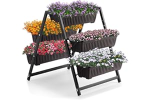 SweetBin Raised Garden Planter Bed, Tiered Planter Stand with 5 Boxes, 25" Long*30" Wide*31" Tall, Vertical Raised Garden Bed for Herbs, Flowers, or Vegetables in Patio Balcony Indoor Outdoor