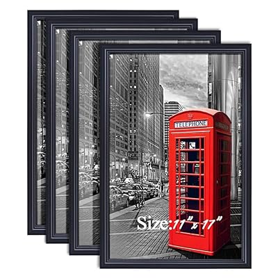 PETAFLOP 11x17 Poster Frames Black Wall Mounting Picture Frame for 11x17 inch Poster, Set of 4
